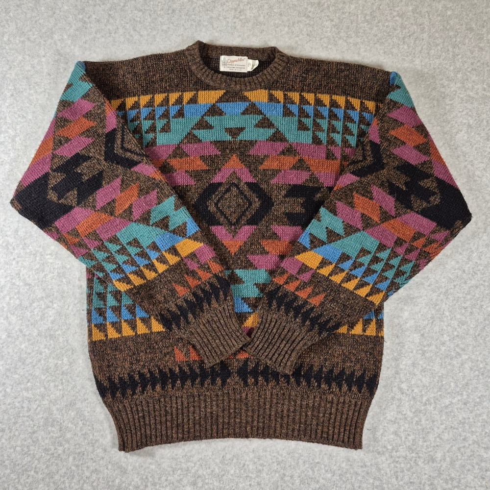 Vintage Clipper Mist Sweater Mens XTALL LXT Brown Aztec Southwestern Geometric